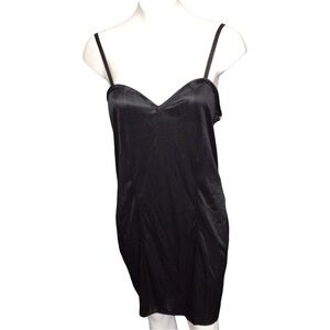 Elegant Black Satin Slip Dress * little rip see pic